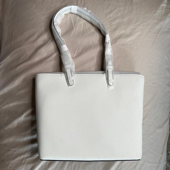 MICHAEL KORS Jet Set Travel Medium Pocket Tote Bag Optic White NEW - Picture 8 of 9